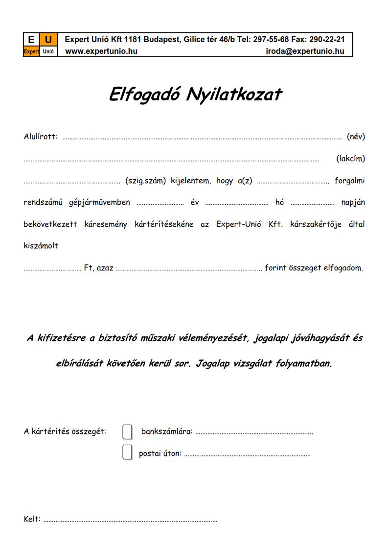 elfogadó nyilatkozat